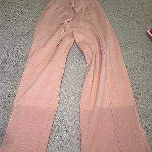 Pink Wide-Leg Knit Pants